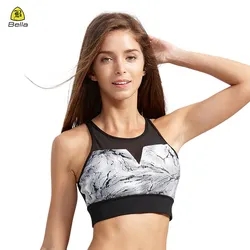 fitness yoga bra tops OEM tie dye printing workout bra breathable removable chest padded sports bra