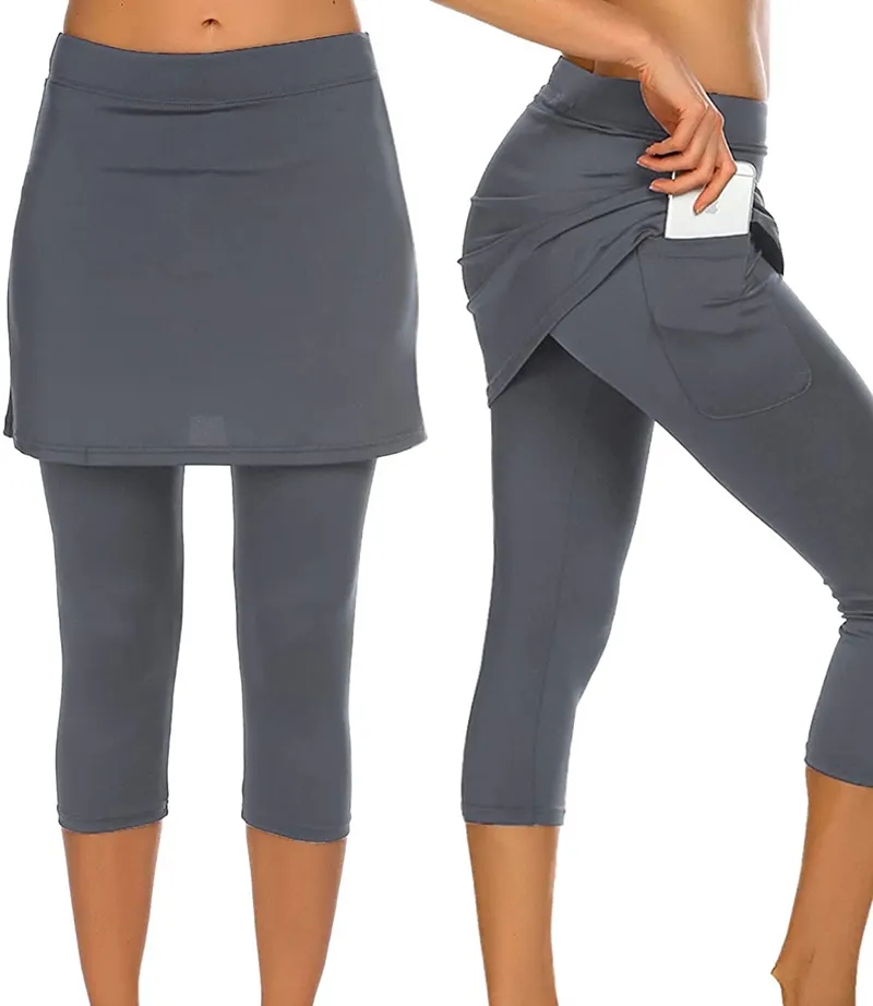 Skirt Legging With Pocket Pants With Skirt Girls Capri Yoga Skorts fitness clothing sports women leggings