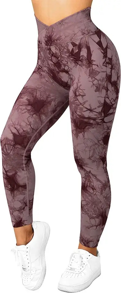 Push Up Tie dye Yoga Crossover Waist Leggings Women Tie Dye  Scrunch Butt Leggings