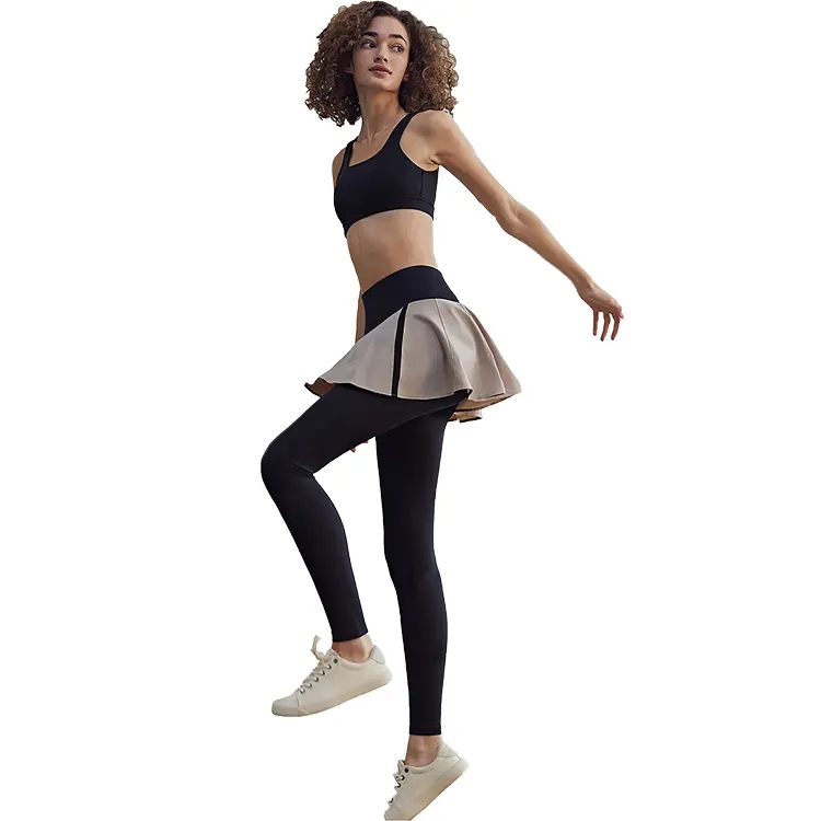 Double layer Yoga Pants with Short Skirt Workout Wholesale Custom Sports Yoga Leggings Women