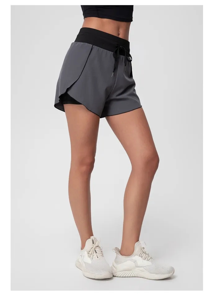 training tight elastic quick drying workout short pants womens for women polyester spandex yoga shorts with phone pockets